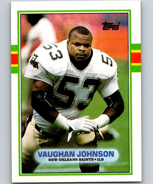 1989 Topps #159 Vaughan Johnson RC Rookie Saints NFL Football Image 1