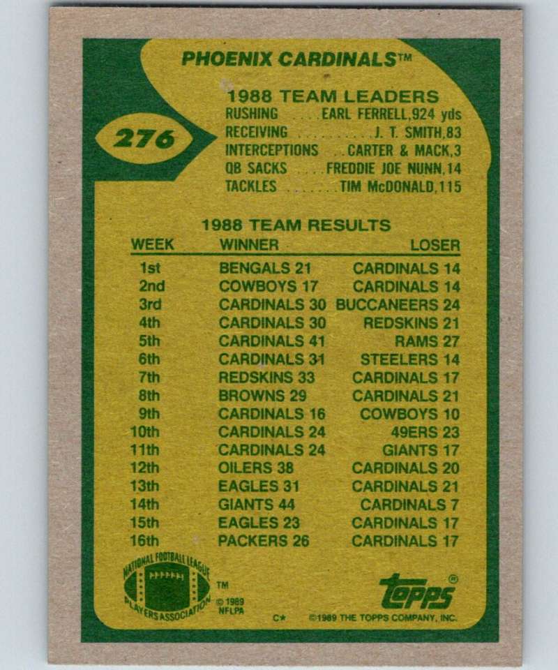 1989 Topps #276 Neil Lomax Cardinals TL NFL Football