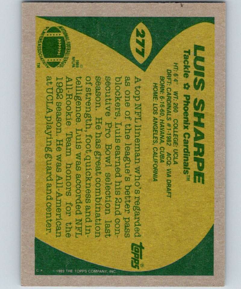 1989 Topps #277 Luis Sharpe Cardinals NFL Football Image 2