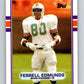 1989 Topps #296 Ferrell Edmunds RC Rookie Dolphins NFL Football Image 1