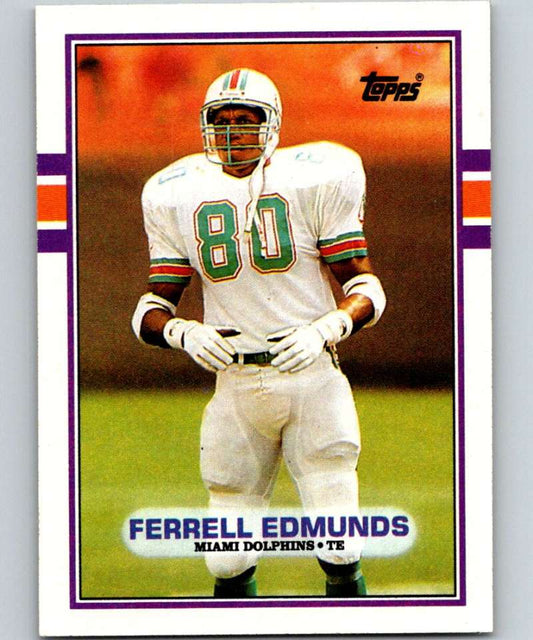 1989 Topps #296 Ferrell Edmunds RC Rookie Dolphins NFL Football Image 1