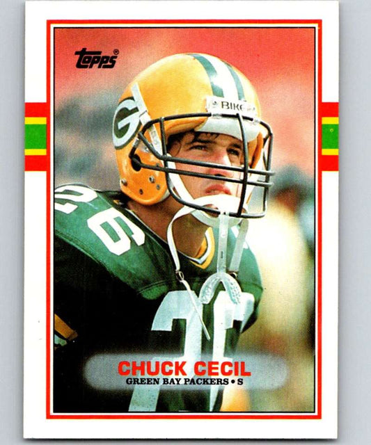 1989 Topps #380 Chuck Cecil RC Rookie Packers NFL Football Image 1