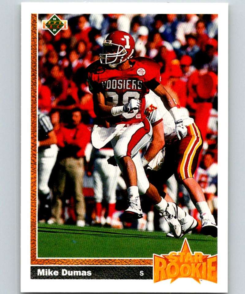 1991 Upper Deck #3 Mike Dumas RC Rookie Oilers SR NFL Football Image 1