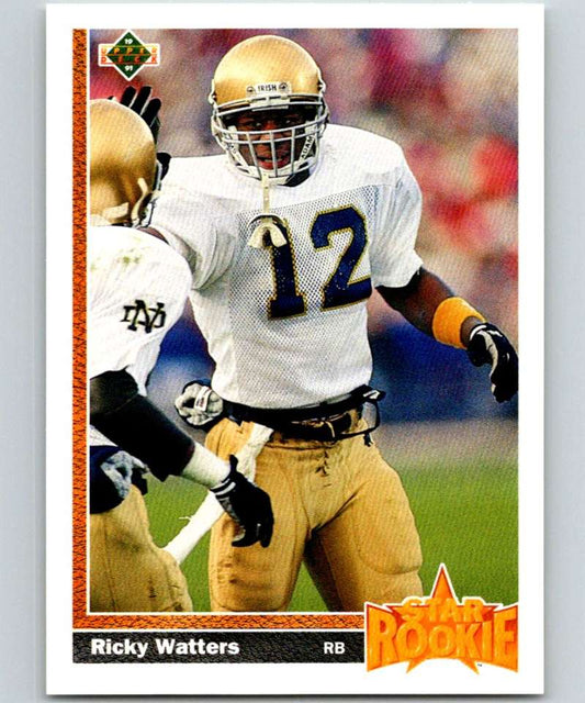 1991 Upper Deck #9 Ricky Watters RC Rookie 49ers SR NFL Football Image 1