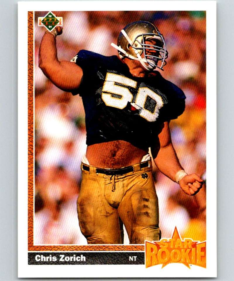 1991 Upper Deck #10 Chris Zorich RC Rookie Bears SR NFL Football Image 1