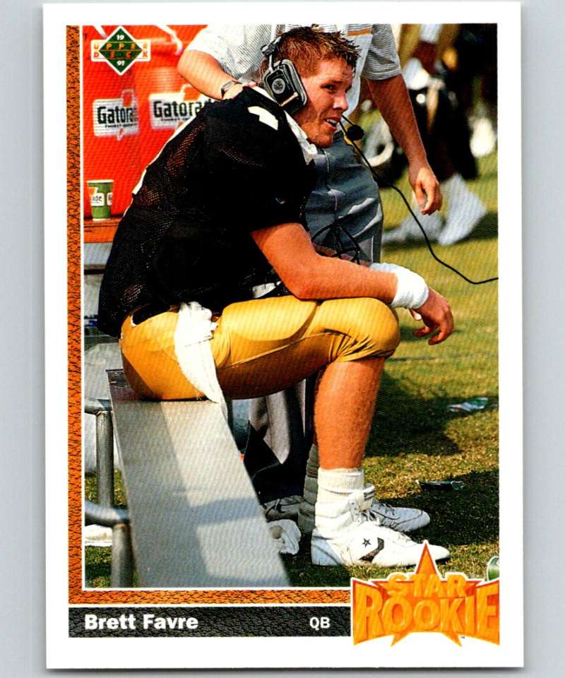 1991 Upper Deck #13 Brett Favre RC Rookie Falcons SR NFL Football Image 1
