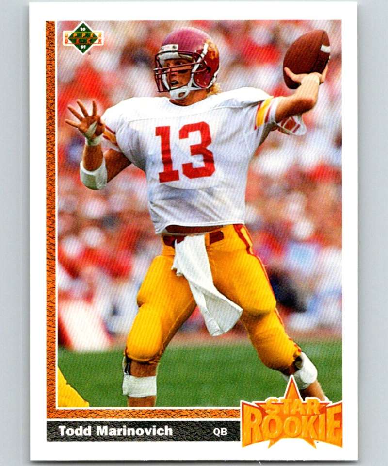 1991 Upper Deck #18 Todd Marinovich RC Rookie LA Raiders SR NFL Football Image 1