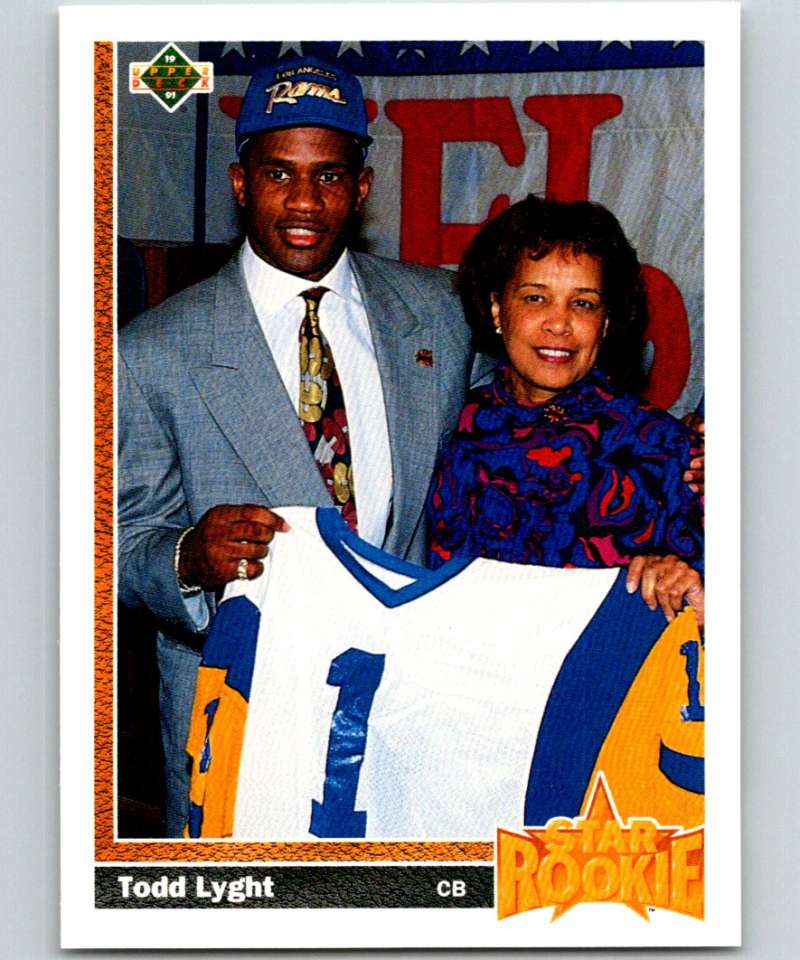 1991 Upper Deck #21 Todd Lyght RC Rookie LA Rams SR NFL Football Image 1