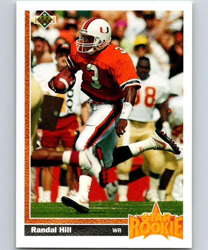 1991 Upper Deck #28 Randal Hill RC Rookie Dolphins SR NFL Football Image 1