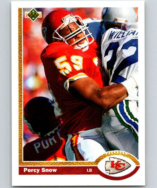 1991 Upper Deck #36 Percy Snow Chiefs NFL Football Image 1