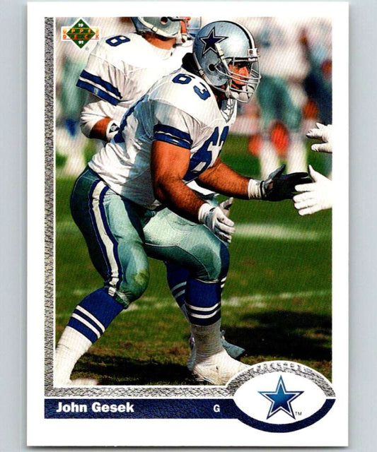 1991 Upper Deck #39 John Gesek RC Rookie Cowboys NFL Football Image 1