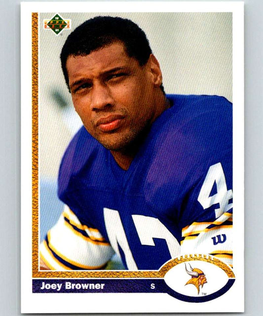 1991 Upper Deck #52 Joey Browner Vikings NFL Football Image 1