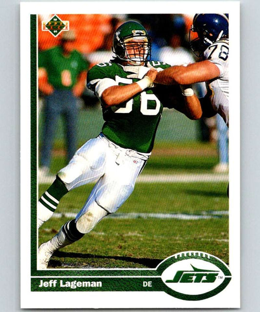 1991 Upper Deck #63 Jeff Lageman NY Jets NFL Football Image 1