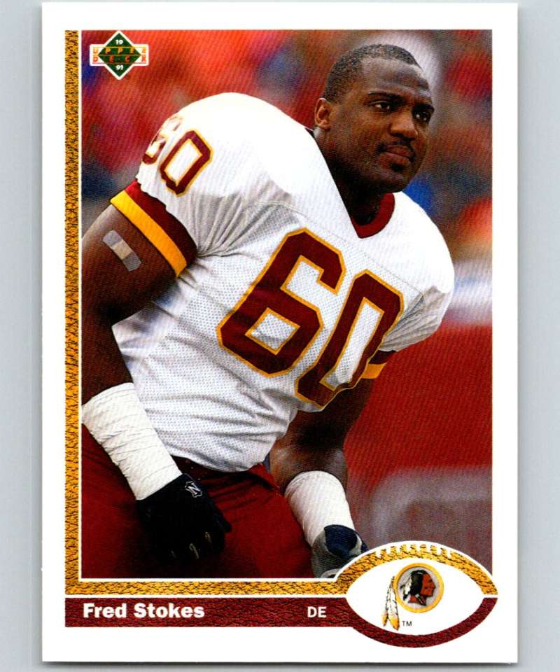 1991 Upper Deck #68 Fred Stokes RC Rookie Redskins NFL Football Image 1