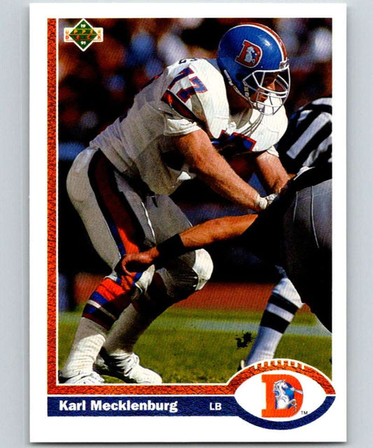 1991 Upper Deck #105 Karl Mecklenburg Broncos NFL Football Image 1