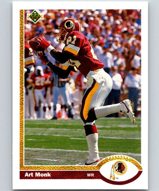1991 Upper Deck #123 Art Monk Redskins NFL Football Image 1