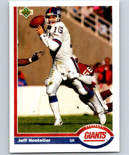 1991 Upper Deck #156 Jeff Hostetler NY Giants NFL Football Image 1