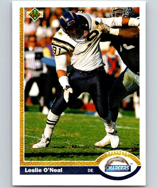 1991 Upper Deck #168 Leslie O'Neal Chargers NFL Football Image 1