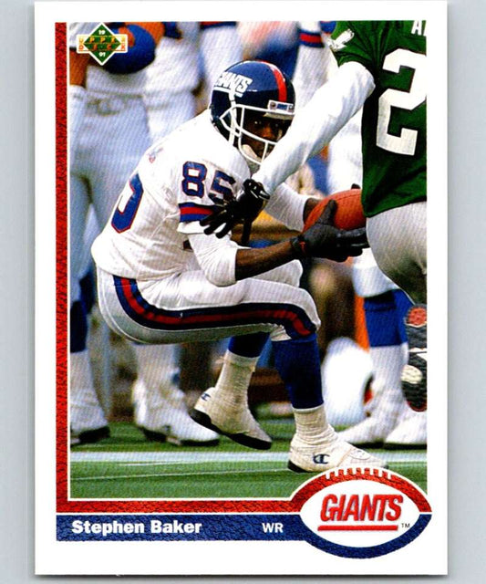 1991 Upper Deck #185 Stephen Baker NY Giants NFL Football Image 1