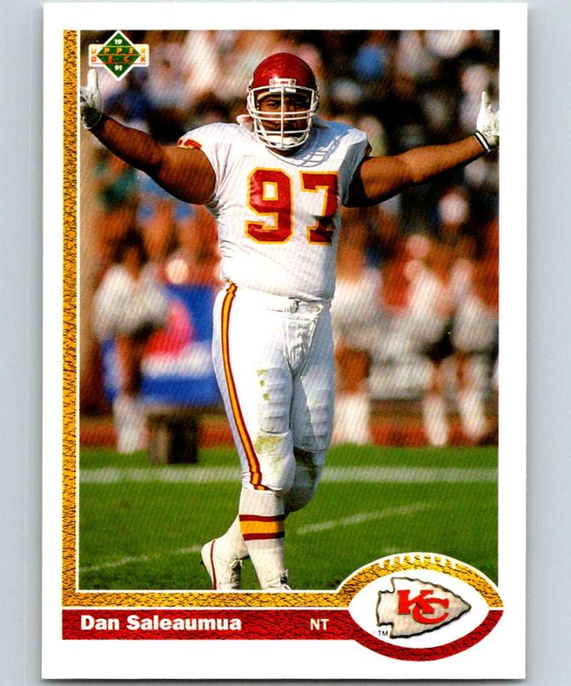 1991 Upper Deck #196 Dan Saleaumua Chiefs NFL Football Image 1