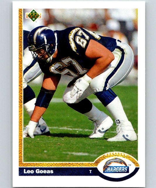 1991 Upper Deck #216 Leo Goeas RC Rookie Chargers NFL Football Image 1