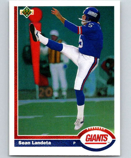 1991 Upper Deck #288 Sean Landeta NY Giants NFL Football Image 1