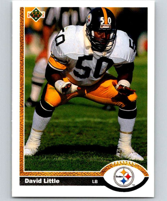 1991 Upper Deck #302 David Little Steelers NFL Football Image 1