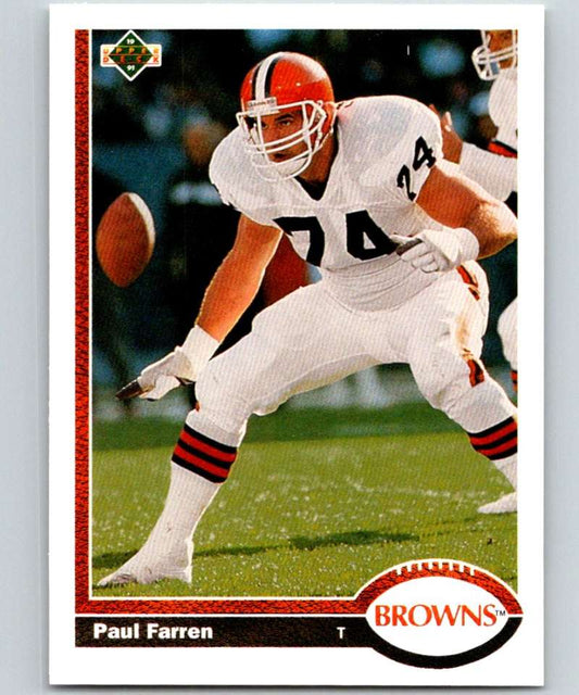 1991 Upper Deck #308 Paul Farren Browns NFL Football Image 1