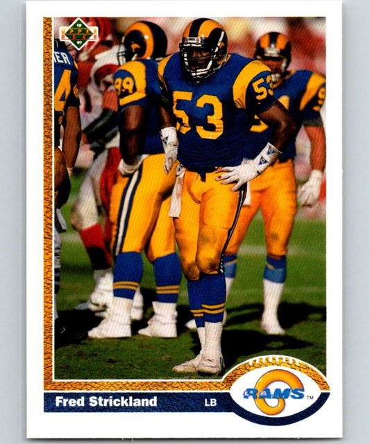1991 Upper Deck #334 Fred Strickland LA Rams NFL Football Image 1