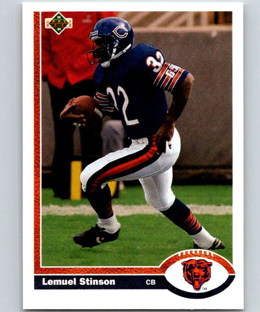 1991 Upper Deck #339 Lemuel Stinson Bears NFL Football Image 1