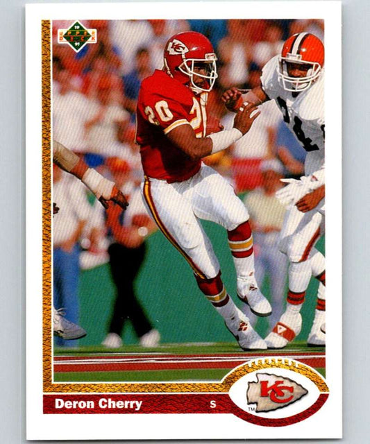 1991 Upper Deck #374 Deron Cherry Chiefs NFL Football Image 1