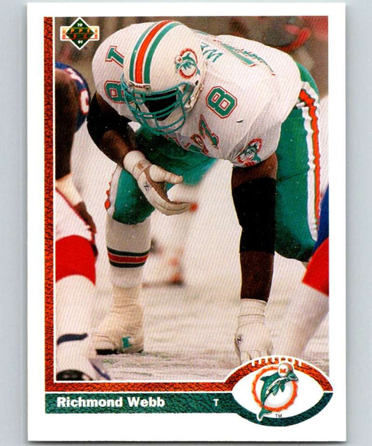1991 Upper Deck #381 Richmond Webb Dolphins NFL Football Image 1