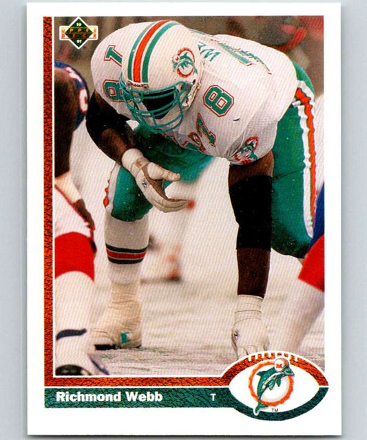 1991 Upper Deck #381 Richmond Webb Dolphins NFL Football Image 1