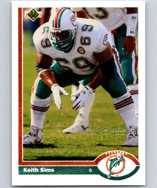 1991 Upper Deck #385 Keith Sims Dolphins NFL Football Image 1