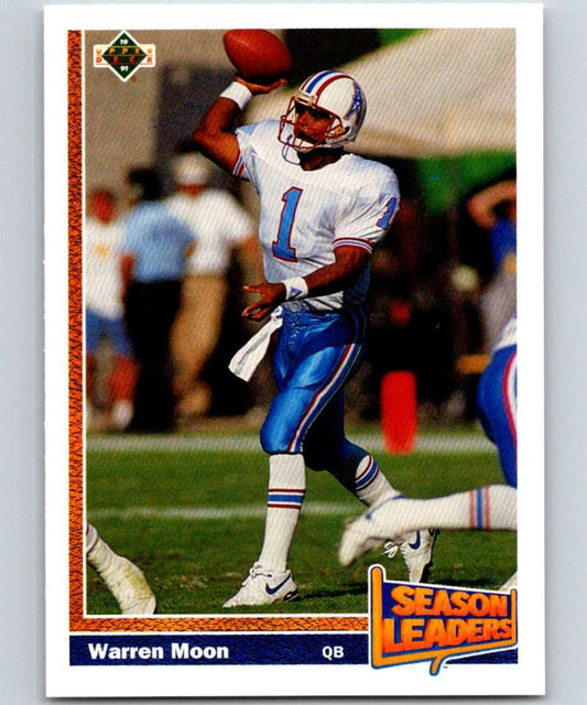 1991 Upper Deck #403 Warren Moon Oilers SL NFL Football Image 1