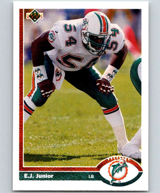 1991 Upper Deck #411 E.J. Junior Dolphins NFL Football Image 1