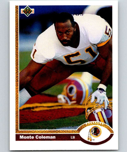 1991 Upper Deck #440 Monte Coleman Redskins NFL Football Image 1