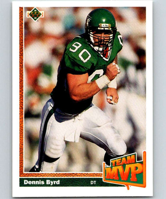 1991 Upper Deck #470 Dennis Byrd NY Jets TM NFL Football Image 1