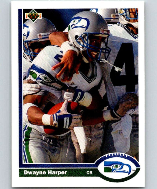 1991 Upper Deck #493 Dwayne Harper RC Rookie Seahawks NFL Football Image 1