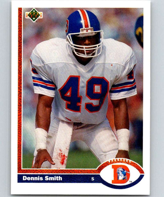 1991 Upper Deck #498 Dennis Smith Broncos NFL Football Image 1
