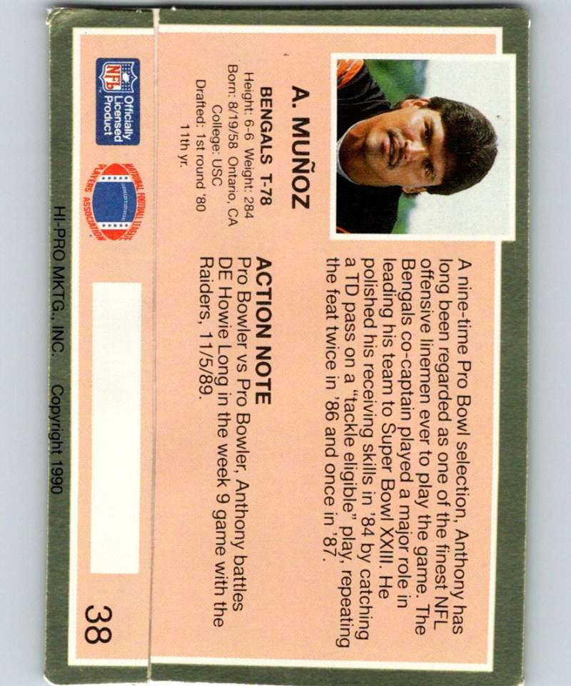 1990 Action Packed #38 Anthony Munoz Bengals NFL Football Image 2