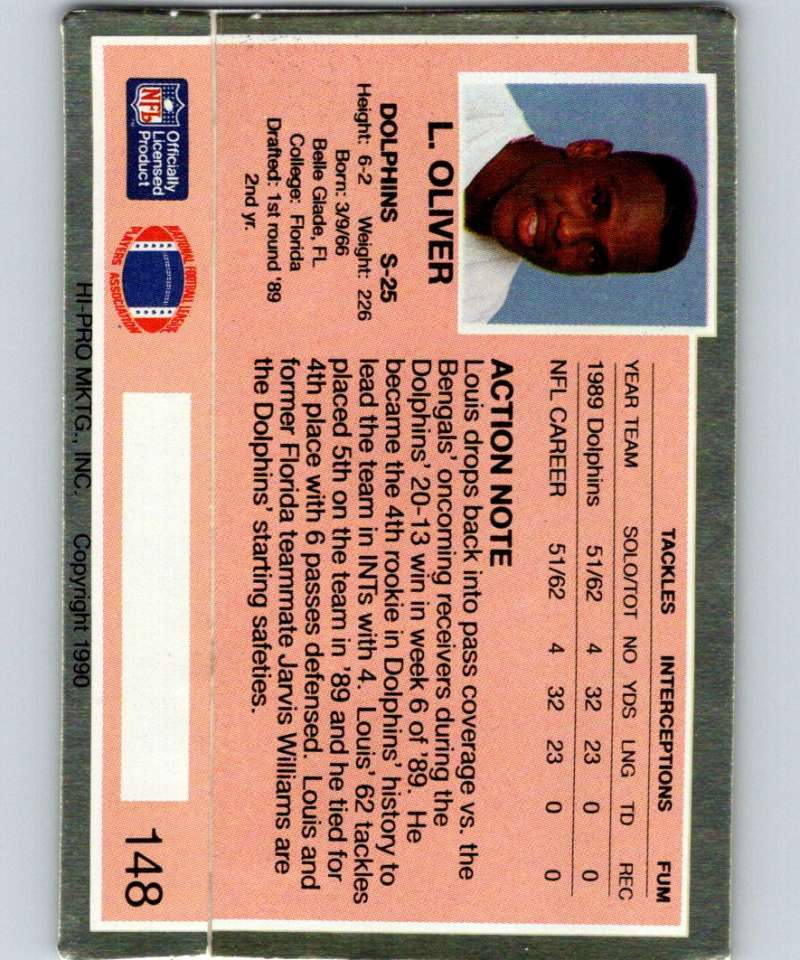 1990 Action Packed #148 Louis Oliver Dolphins NFL Football
