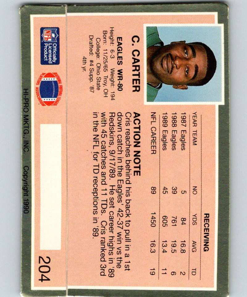1990 Action Packed #204 Cris Carter Eagles NFL Football