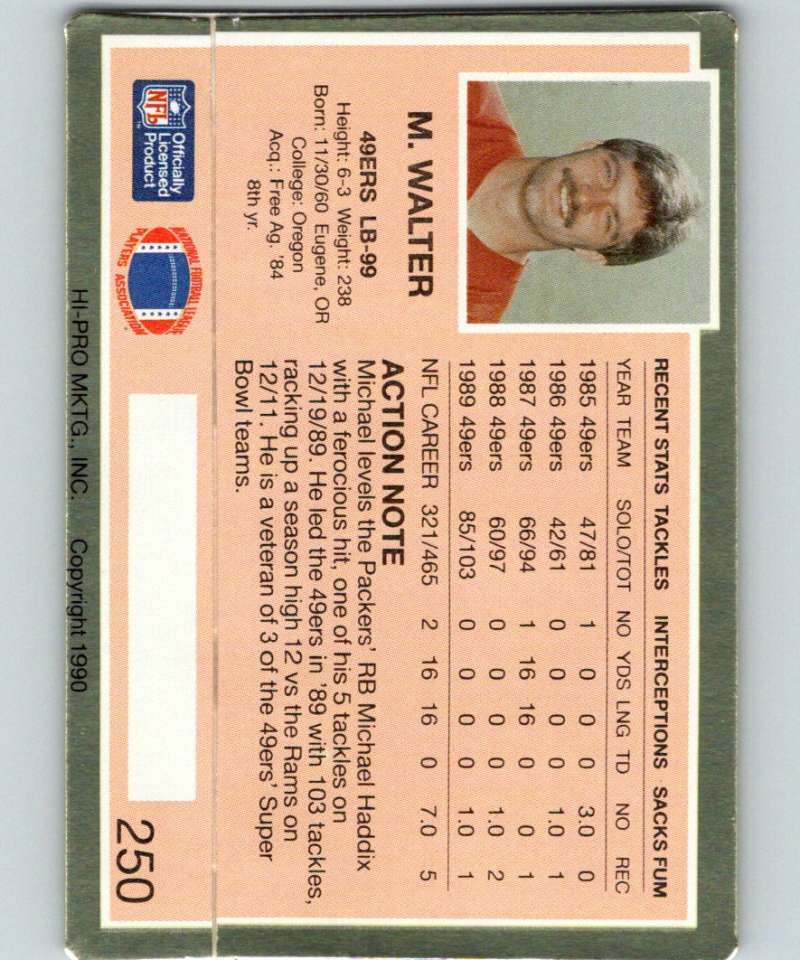 1990 Action Packed #250 Michael Walter 49ers NFL Football Image 2