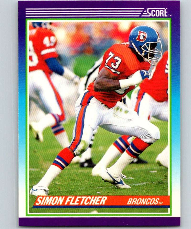 1990 Score #173 Simon Fletcher Broncos NFL Football Image 1