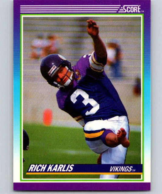 1990 Score #199 Rich Karlis Vikings NFL Football Image 1