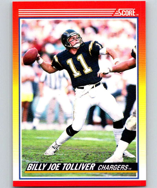 1990 Score #280 Billy Joe Tolliver Chargers NFL Football Image 1