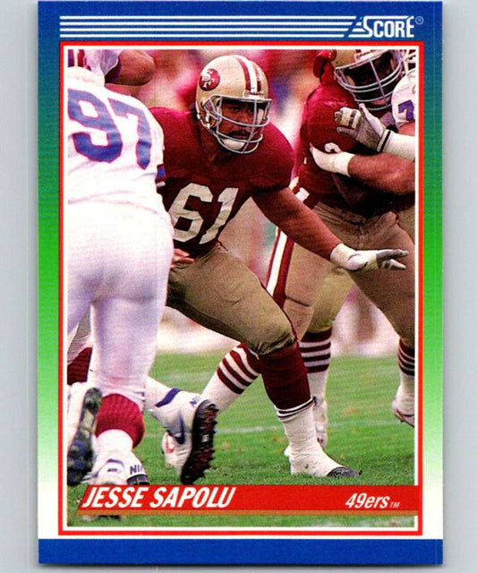 1990 Score #424 Jesse Sapolu RC Rookie 49ers NFL Football