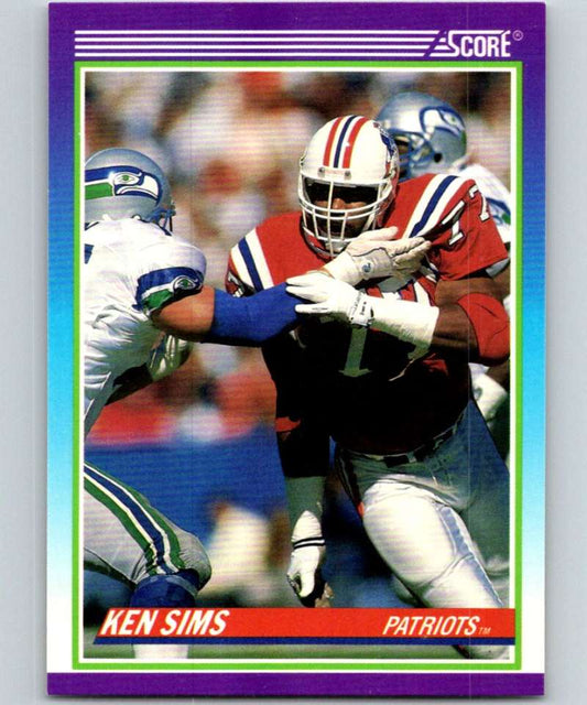 1990 Score #489 Ken Sims Patriots NFL Football Image 1