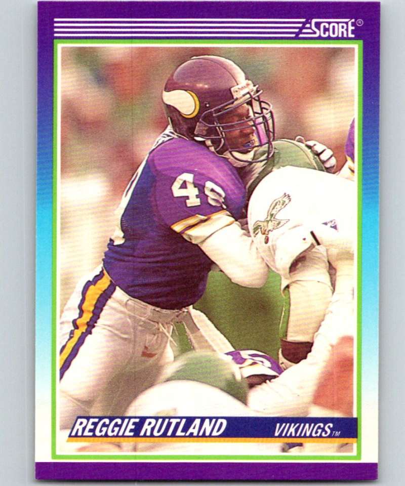 1990 Score #498 Reggie Rutland RC Rookie Vikings NFL Football Image 1